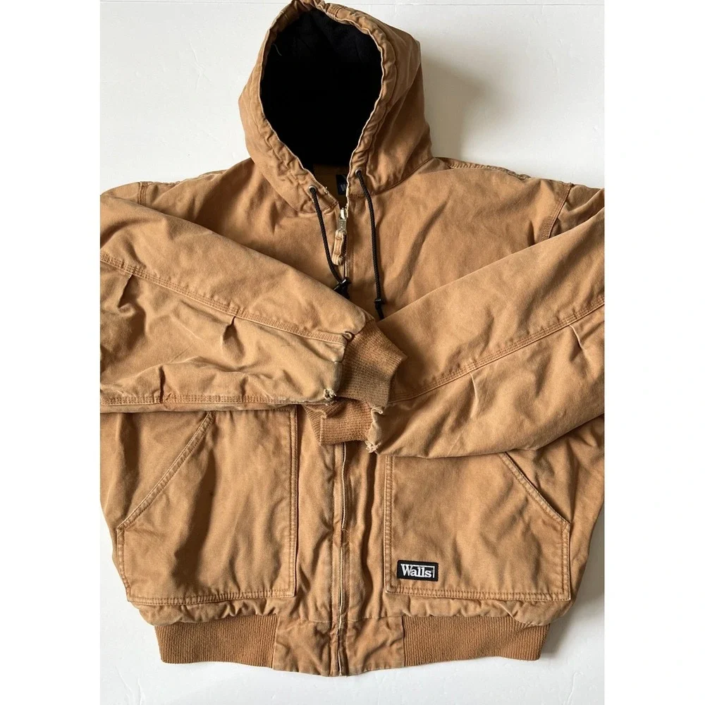 WALLS - Men's Heavyweight Duck Canvas Insulated Hooded Work Jacket- XX-Large 2XL
